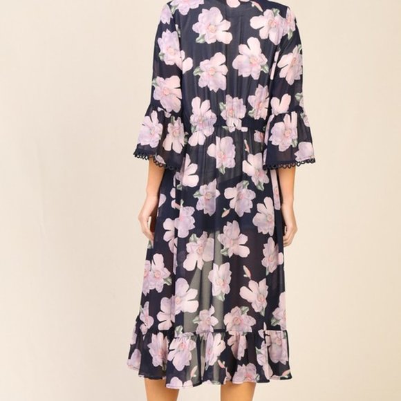 Floral print long kimono / cardigan - Picture 5 of 5